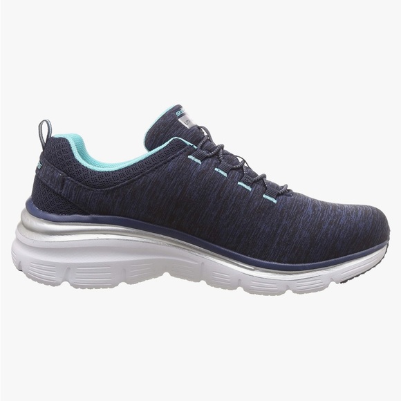 Skechers Fashion Fit-Up A Level MEMORY FOAM Sneakers *Navy/Turquoise* - Picture 6 of 7